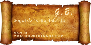 Gogolák Borbála névjegykártya